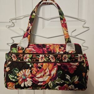 #611 Vera Bradley "Whitney English Rose" Vibrant Floral Quilted Shoulder Bag